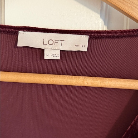 LOFT Deep Red Velvet Dress - Picture 2 of 3